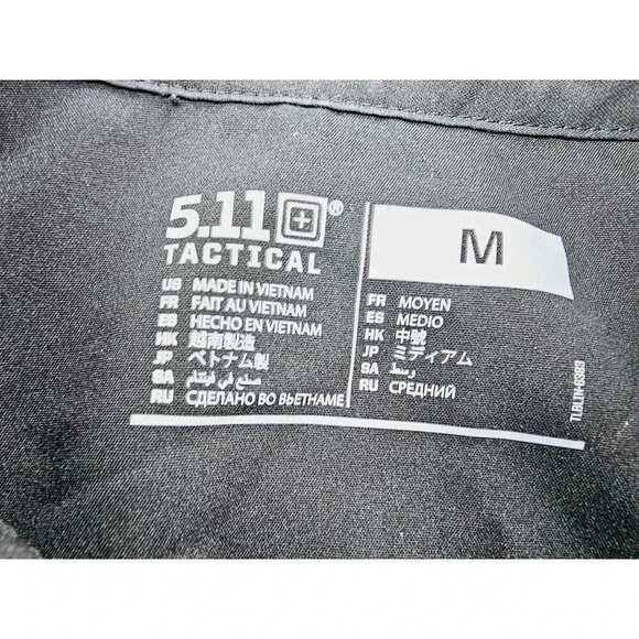 5.11 Tactical Men's Medium Black Short Sleeve Logo Tag Embossed Buttons Polo - Picture 4 of 11